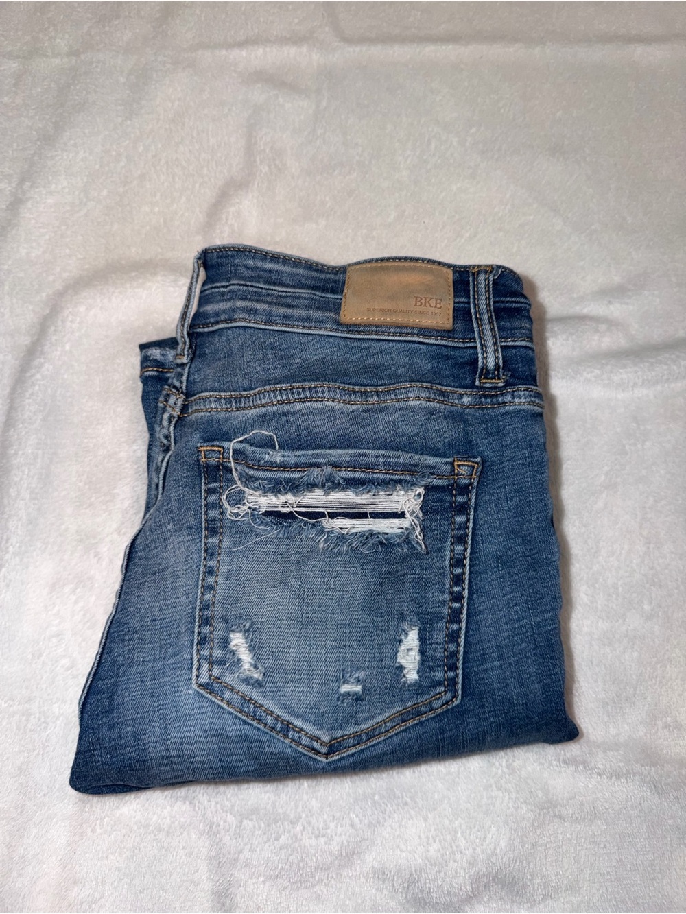 Stella Women's Bootcut Distressed Mid Blue Jeans